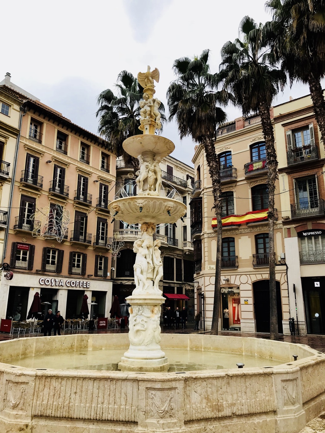 Malaga fountain and plaza